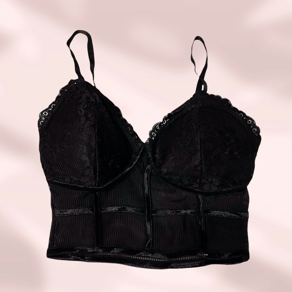 Lace mesh black bralette size small